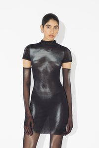 La Robe Courte Body Dust Argentée - Black & Silver
