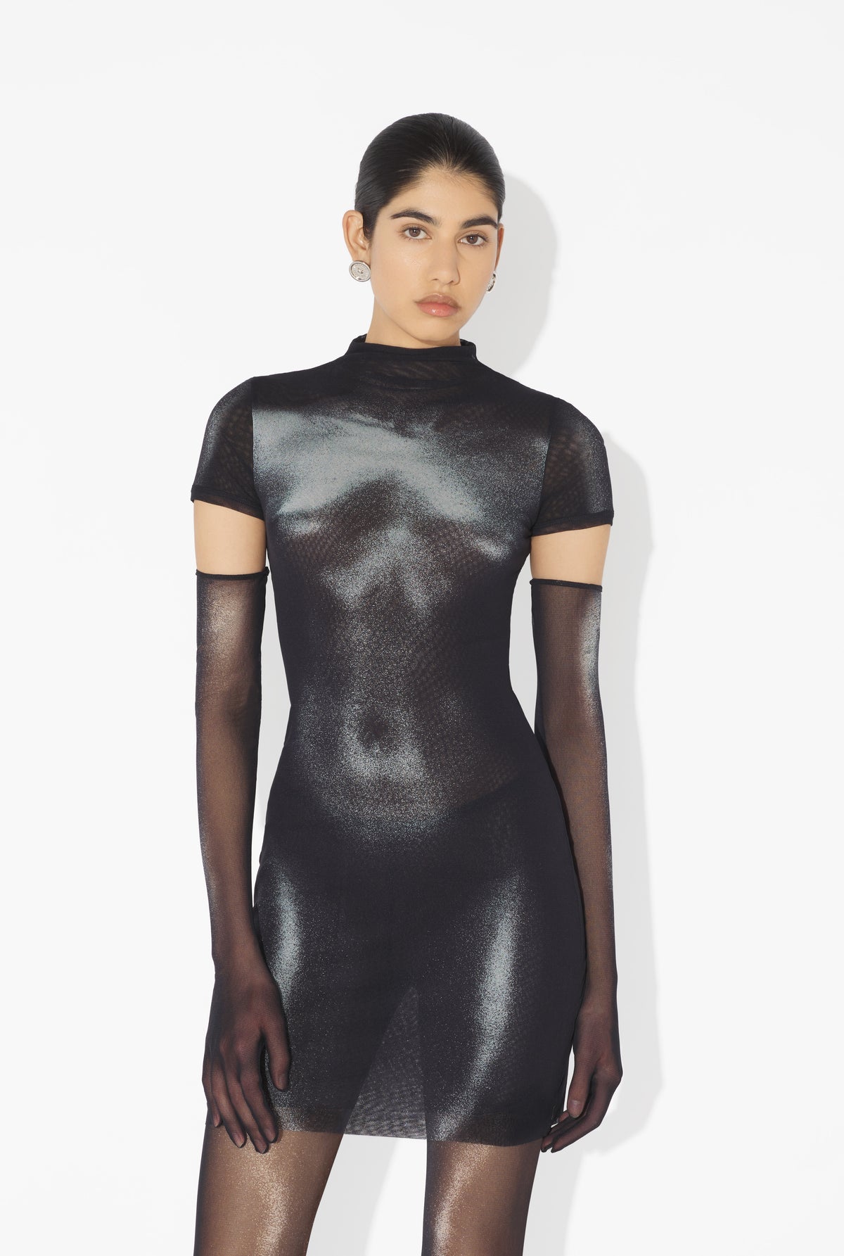 La Robe Courte Body Dust Argentée - Black & Silver