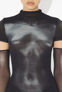 La Robe Courte Body Dust Argentée - Black & Silver