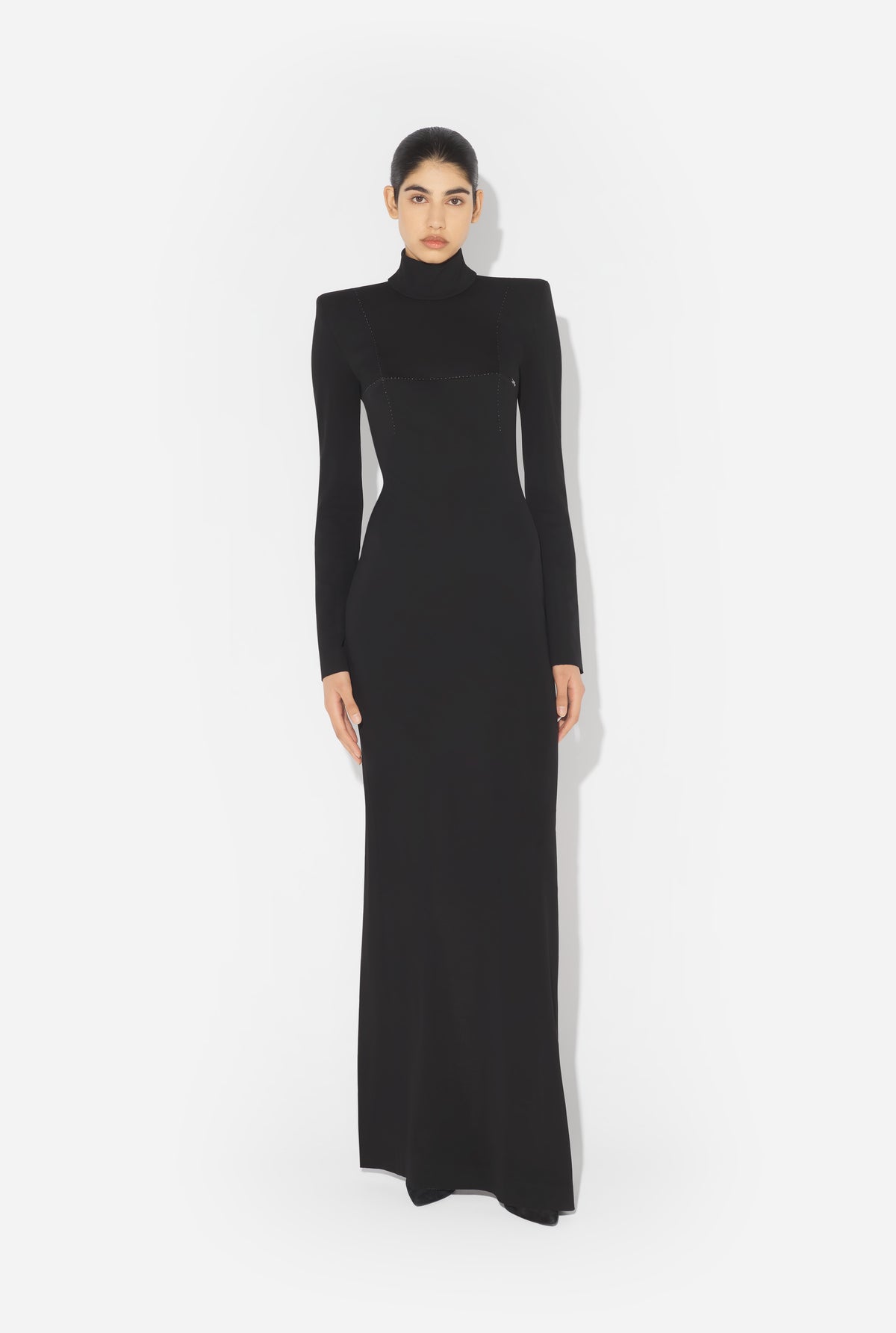 Long Jersey Dress With Cups - Black