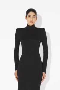Long Jersey Dress With Cups - Black