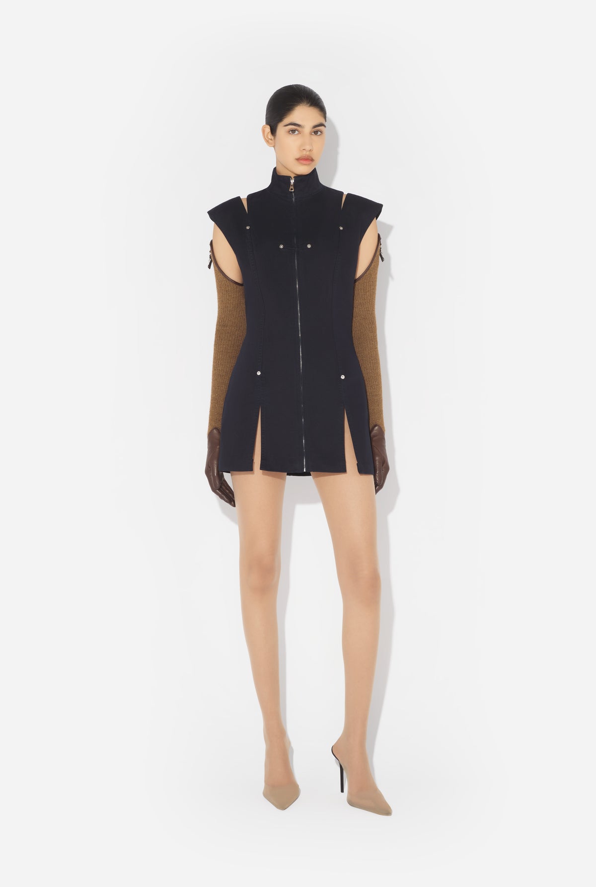 La Robe Courte Denim Fendue - Navy
