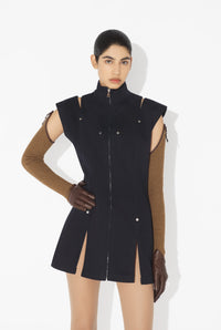 La Robe Courte Denim Fendue - Navy