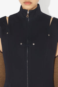 La Robe Courte Denim Fendue - Navy
