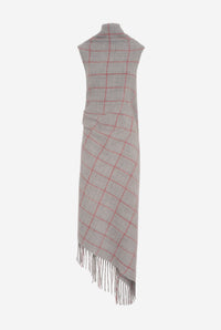 Scarf Dress - Lightgrey & Grey & Red