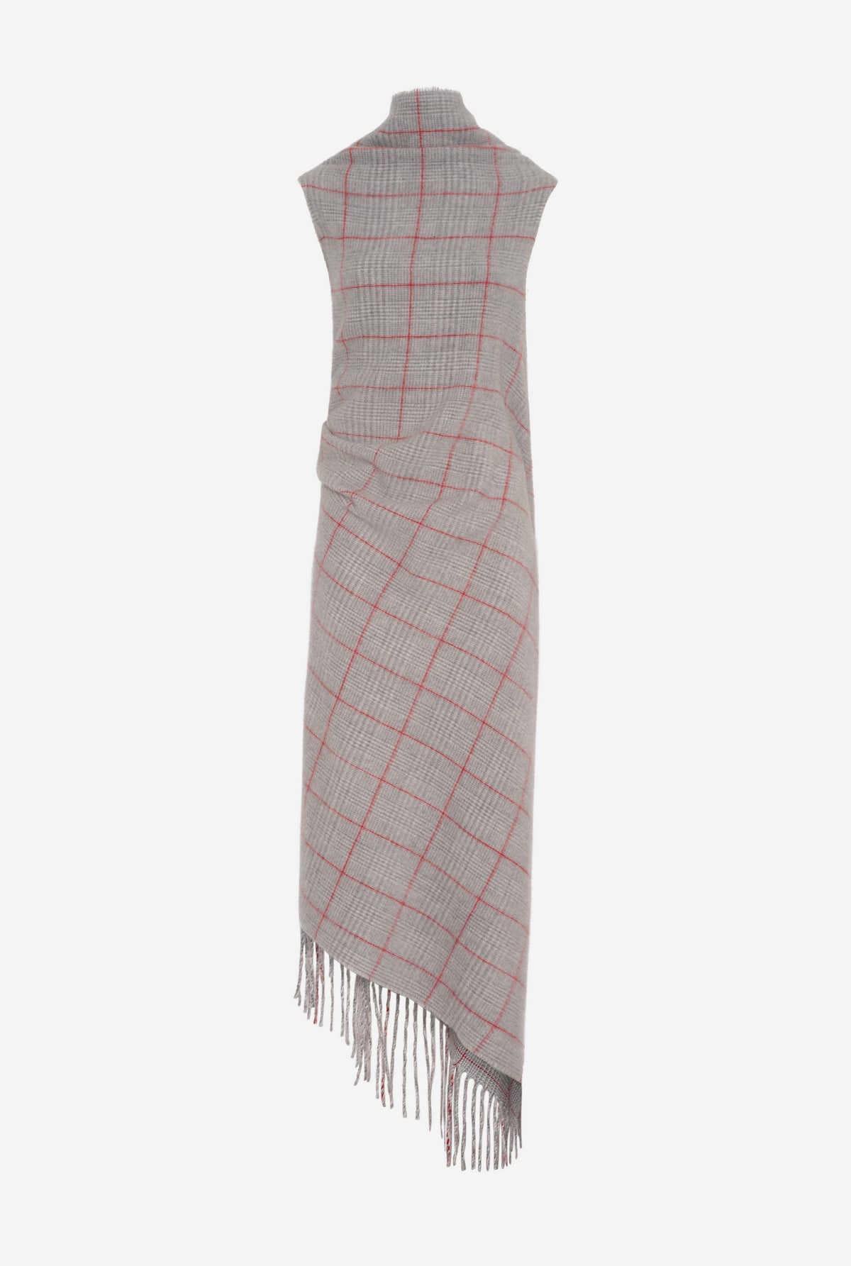 Scarf Dress - Lightgrey & Grey & Red