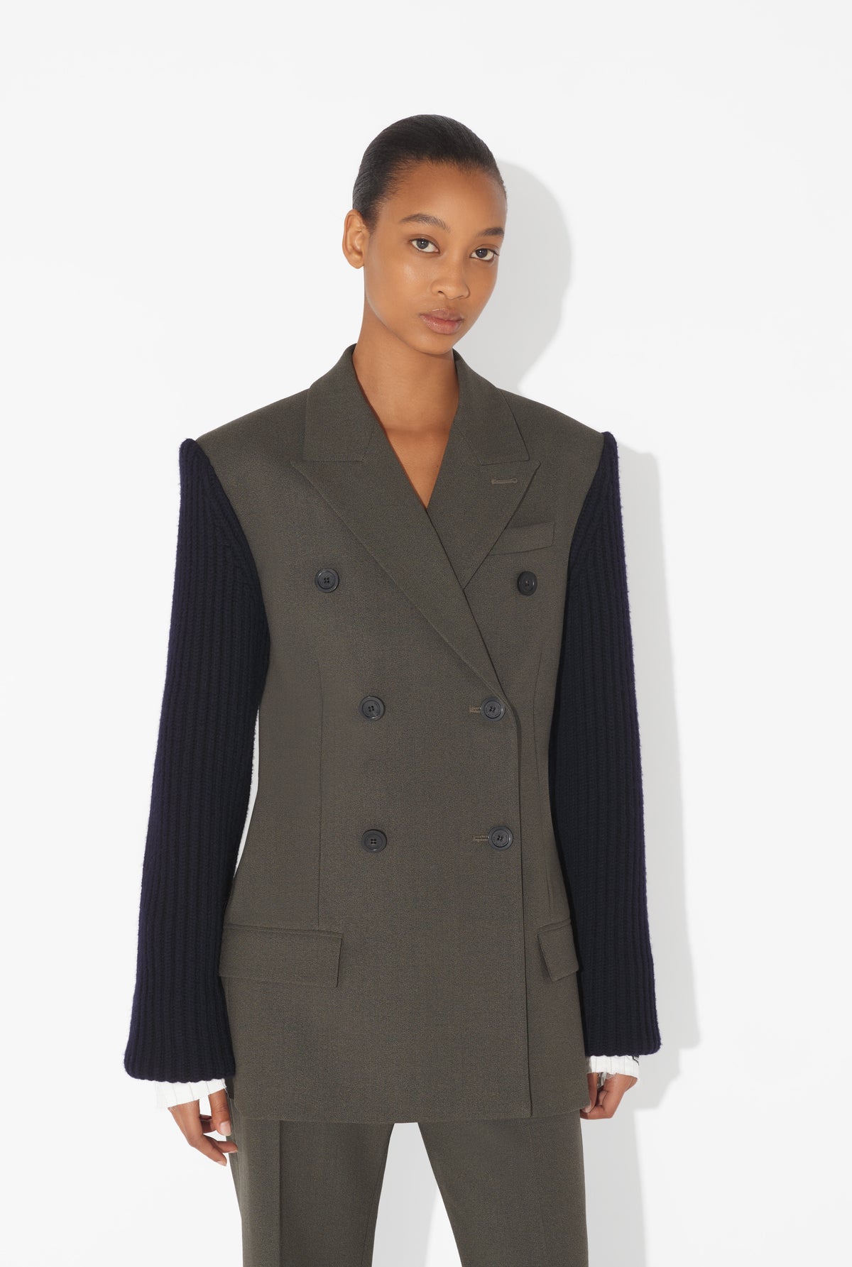 La Veste Tailleur Bi-Matières - Khaki