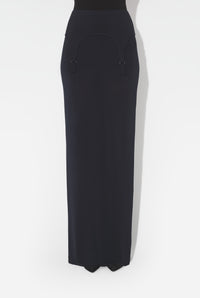 Viscose Jersey Long Skirt With Lingerie Garter - Darknavy