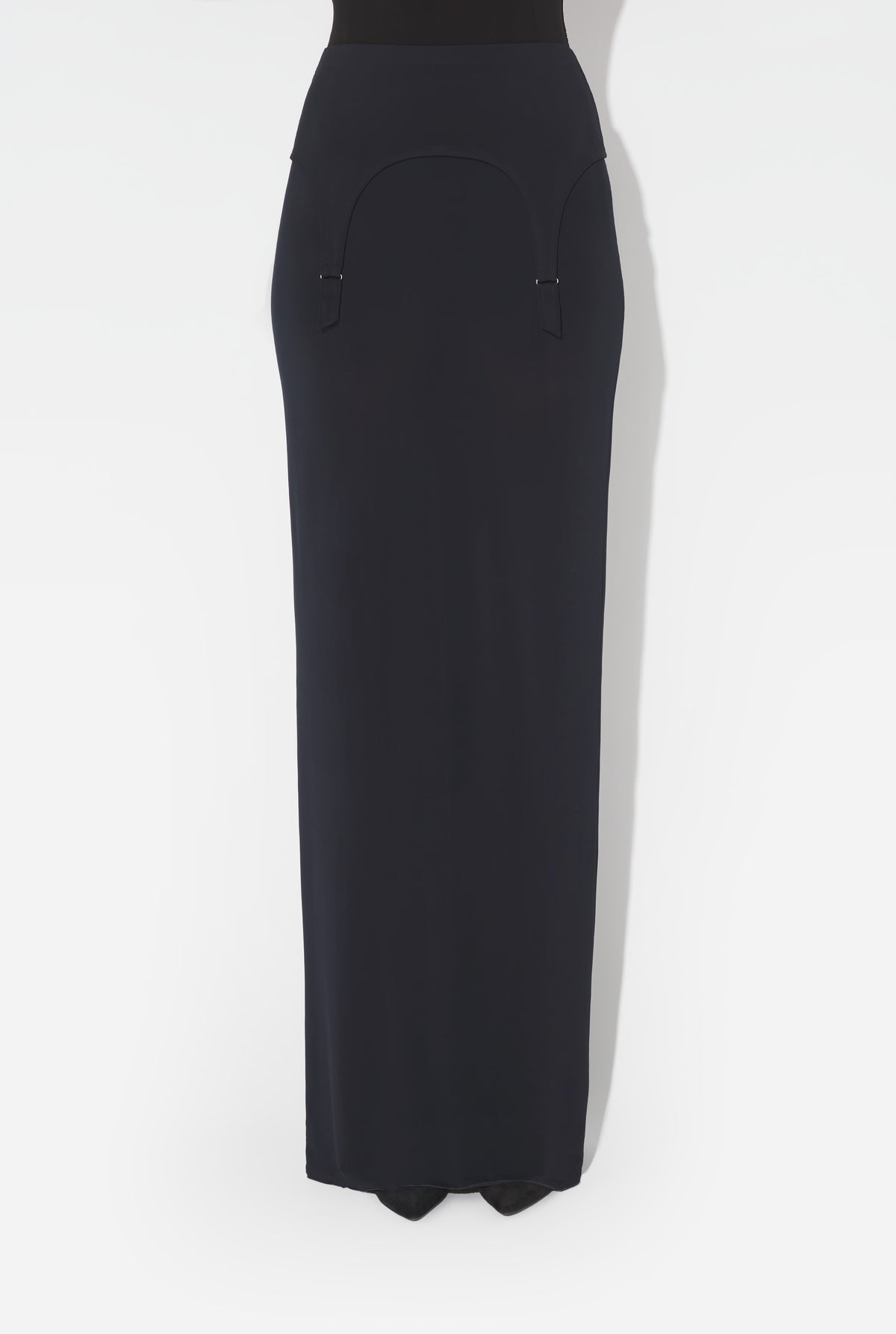 Viscose Jersey Long Skirt With Lingerie Garter - Darknavy