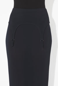 Viscose Jersey Long Skirt With Lingerie Garter - Darknavy