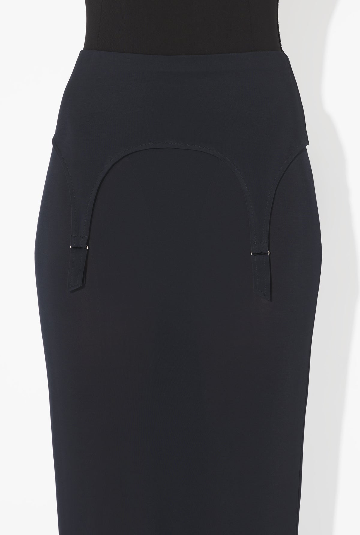 Viscose Jersey Long Skirt With Lingerie Garter - Darknavy