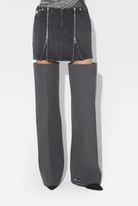 Denim Front Zipped Mini Skirt - Vintageblack