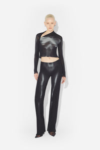 Mesh Straight Trouser Printed "Body Dust" - Black & Silver