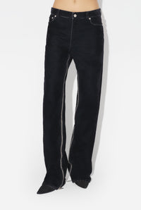 Flock Pants With Inseam Zip Details - Navy