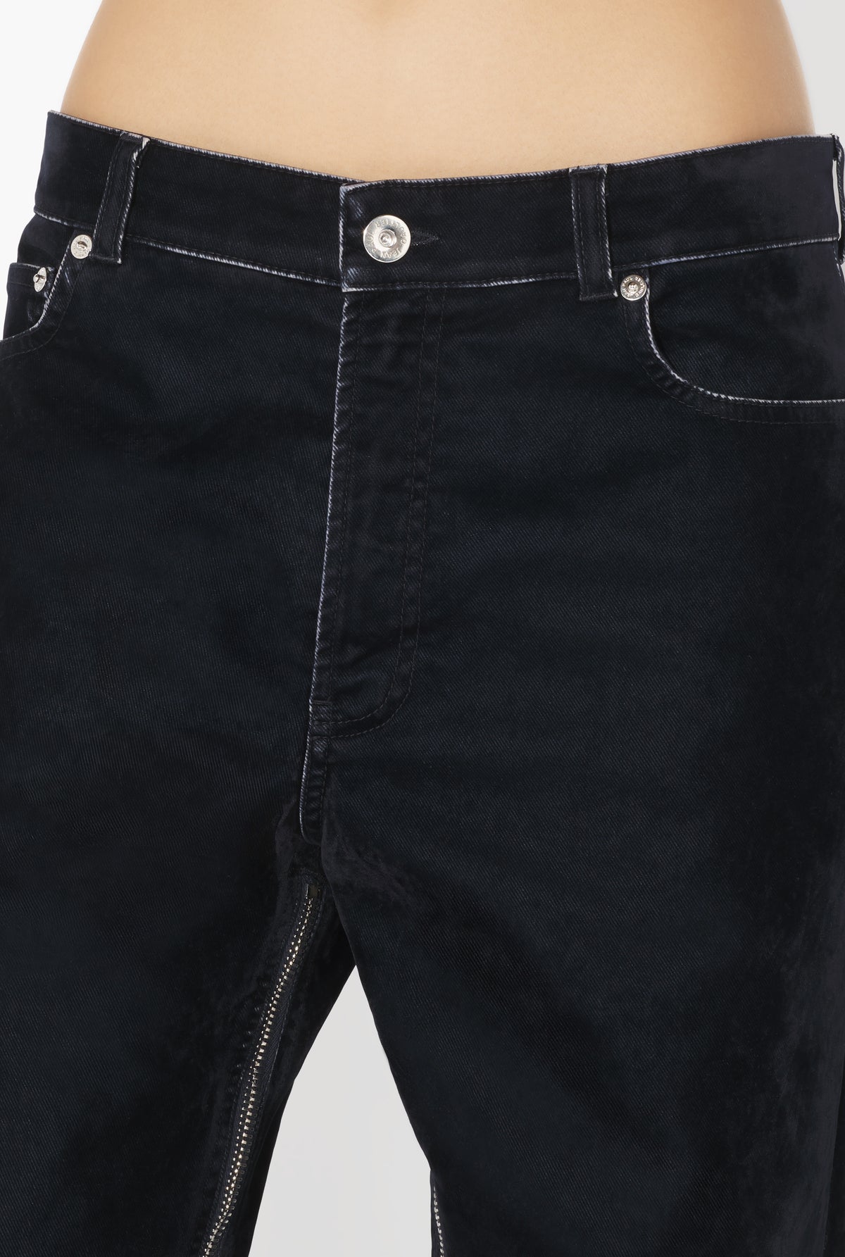 Flock Pants With Inseam Zip Details - Navy
