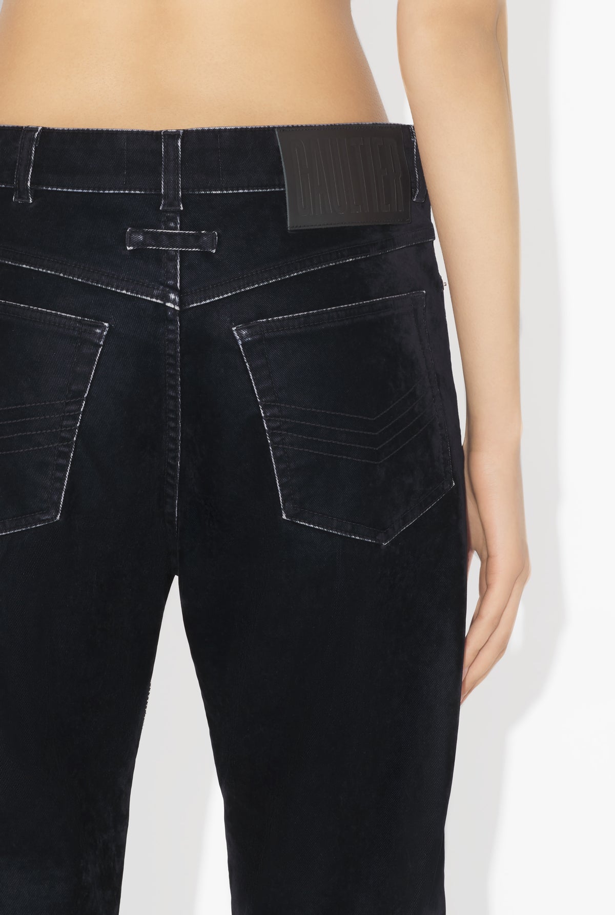 Flock Pants With Inseam Zip Details - Navy