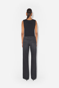 Denim Front Zipped Trouser - Vintageblack