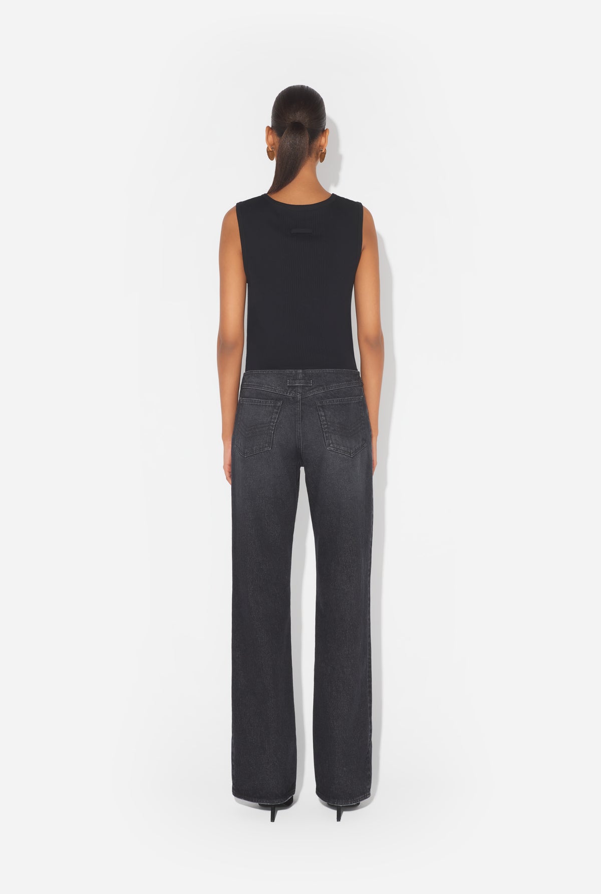 Denim Front Zipped Trouser - Vintageblack