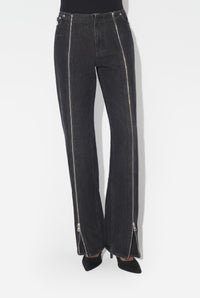 Denim Front Zipped Trouser - Vintageblack