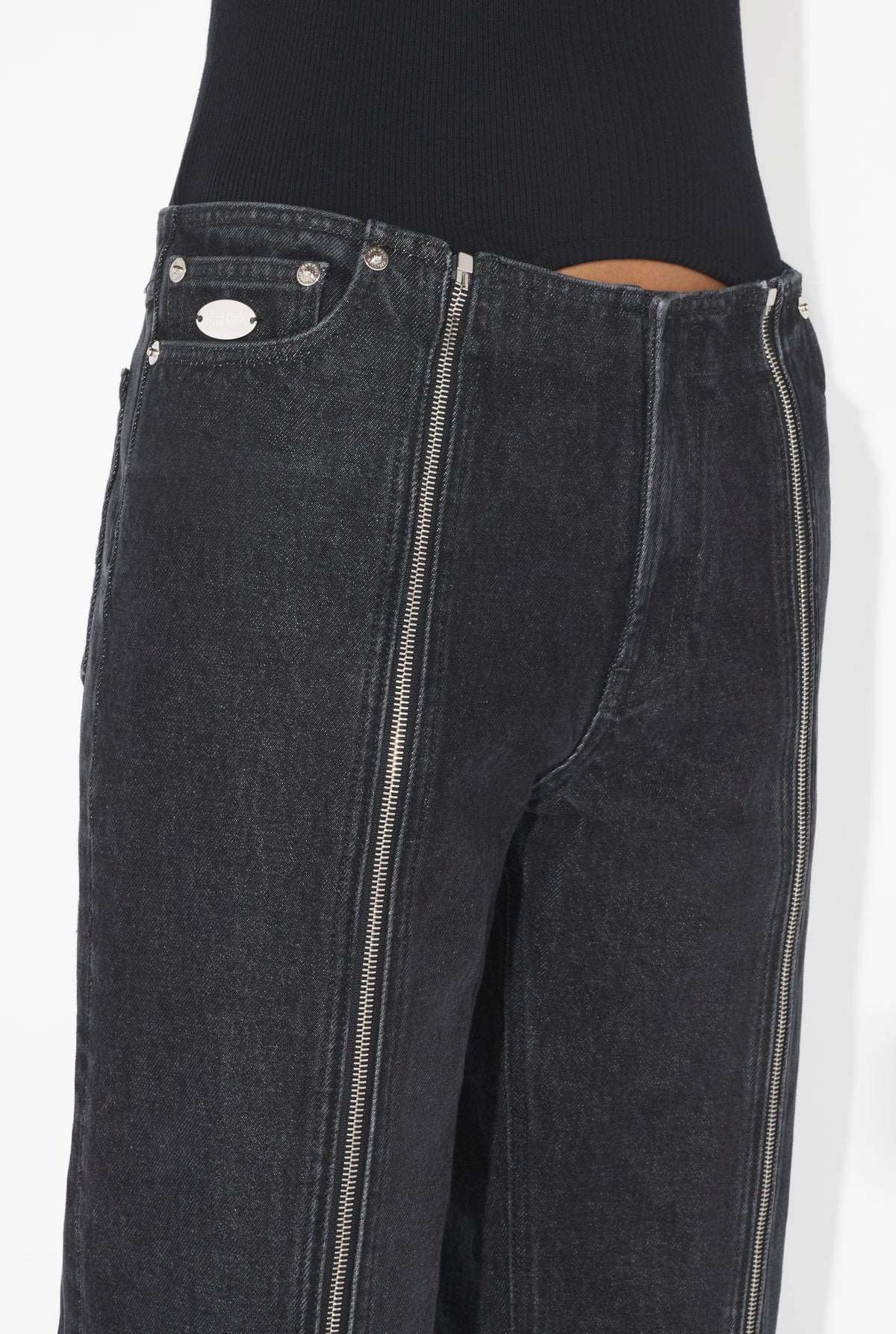 Denim Front Zipped Trouser - Vintageblack
