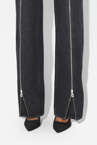 Denim Front Zipped Trouser - Vintageblack