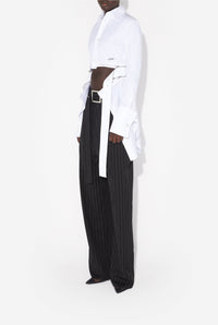 Chemise à ceinture ajustable en coton - White