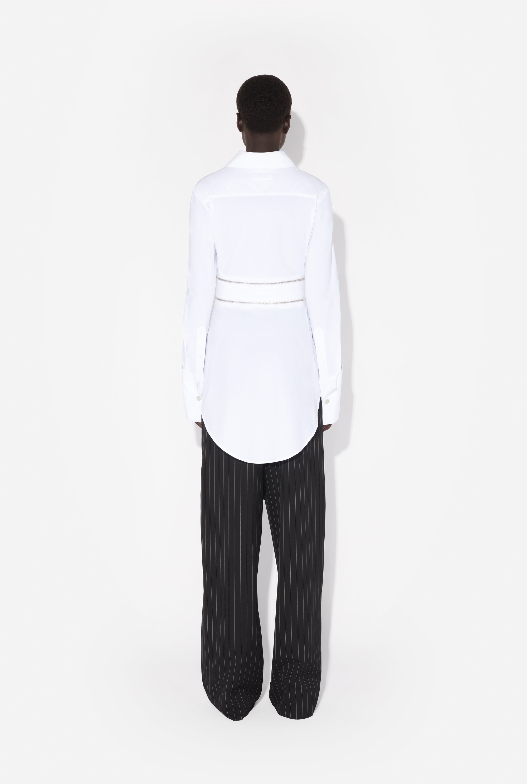 Chemise à ceinture ajustable en coton - White