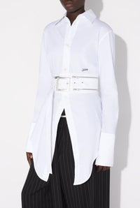 Chemise à ceinture ajustable en coton - White