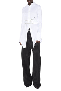 Chemise à ceinture ajustable en coton - White