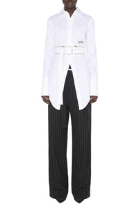 Cotton shirt with adjustable waistband - White