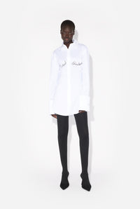 Stretch Poplin Shirt With "Jean Paul Gaultier" Underboob Transfer Print - White