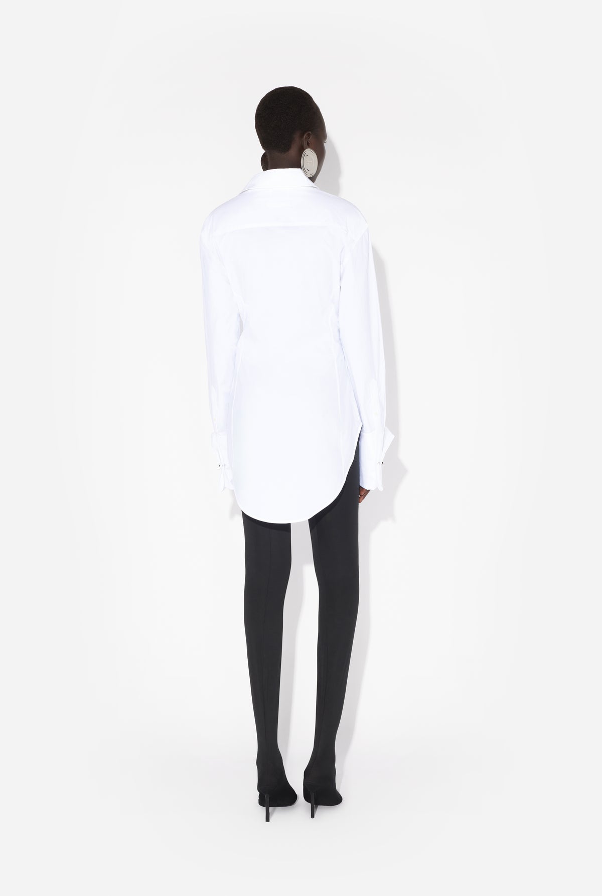 Stretch Poplin Shirt With "Jean Paul Gaultier" Underboob Transfer Print - White
