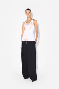 Cotton Ribbed Tank Top Printed "Le Classique" With Overall Clip - White & Palepink