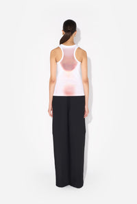 Cotton Ribbed Tank Top Printed "Le Classique" With Overall Clip - White & Palepink