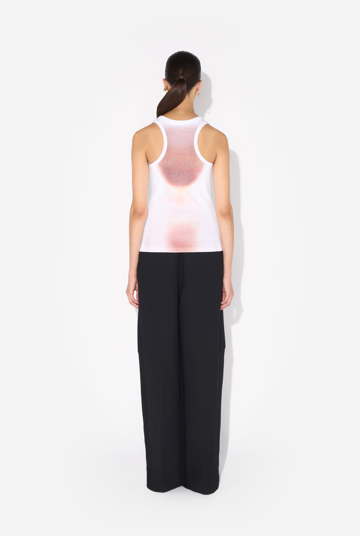 Cotton Ribbed Tank Top Printed "Le Classique" With Overall Clip - White & Palepink