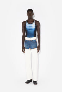 Jean With Trompe L'Oeil "Petit Grand" - Ecru & Vintageblue