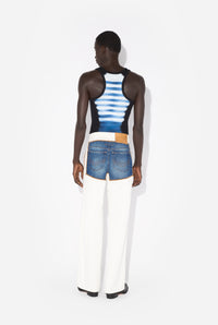 Jean With Trompe L'Oeil "Petit Grand" - Ecru & Vintageblue