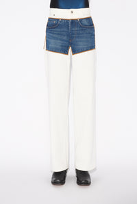 Jean With Trompe L'Oeil "Petit Grand" - Ecru & Vintageblue