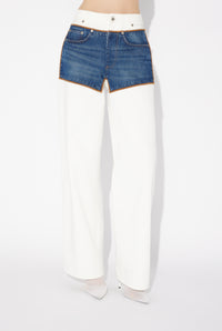 Jean With Trompe L'Oeil "Petit Grand" - Ecru & Vintageblue