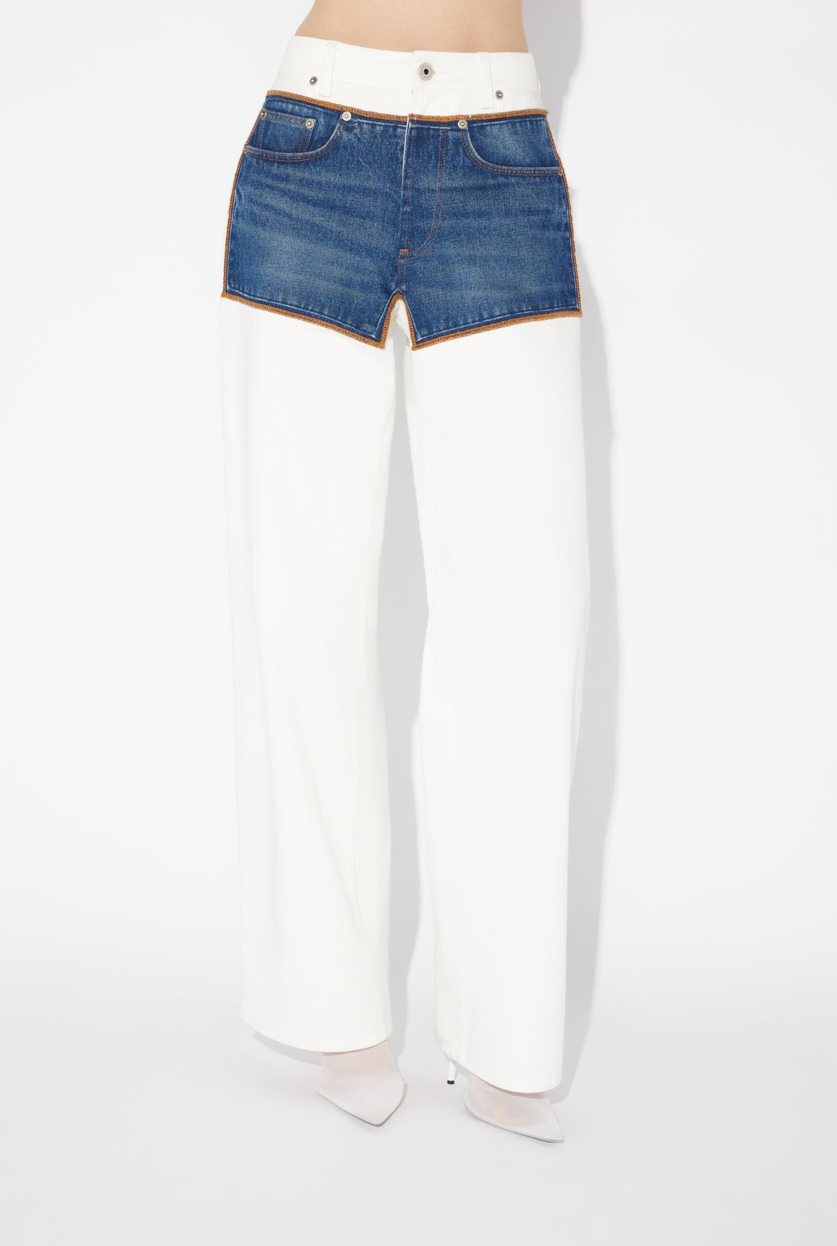 Jean With Trompe L'Oeil "Petit Grand" - Ecru & Vintageblue