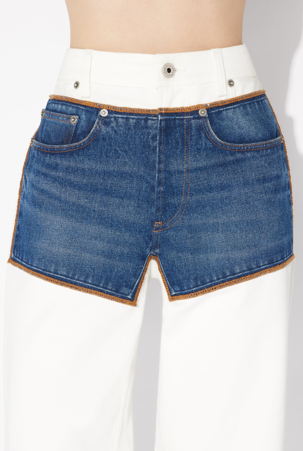 Jean With Trompe L'Oeil "Petit Grand" - Ecru & Vintageblue
