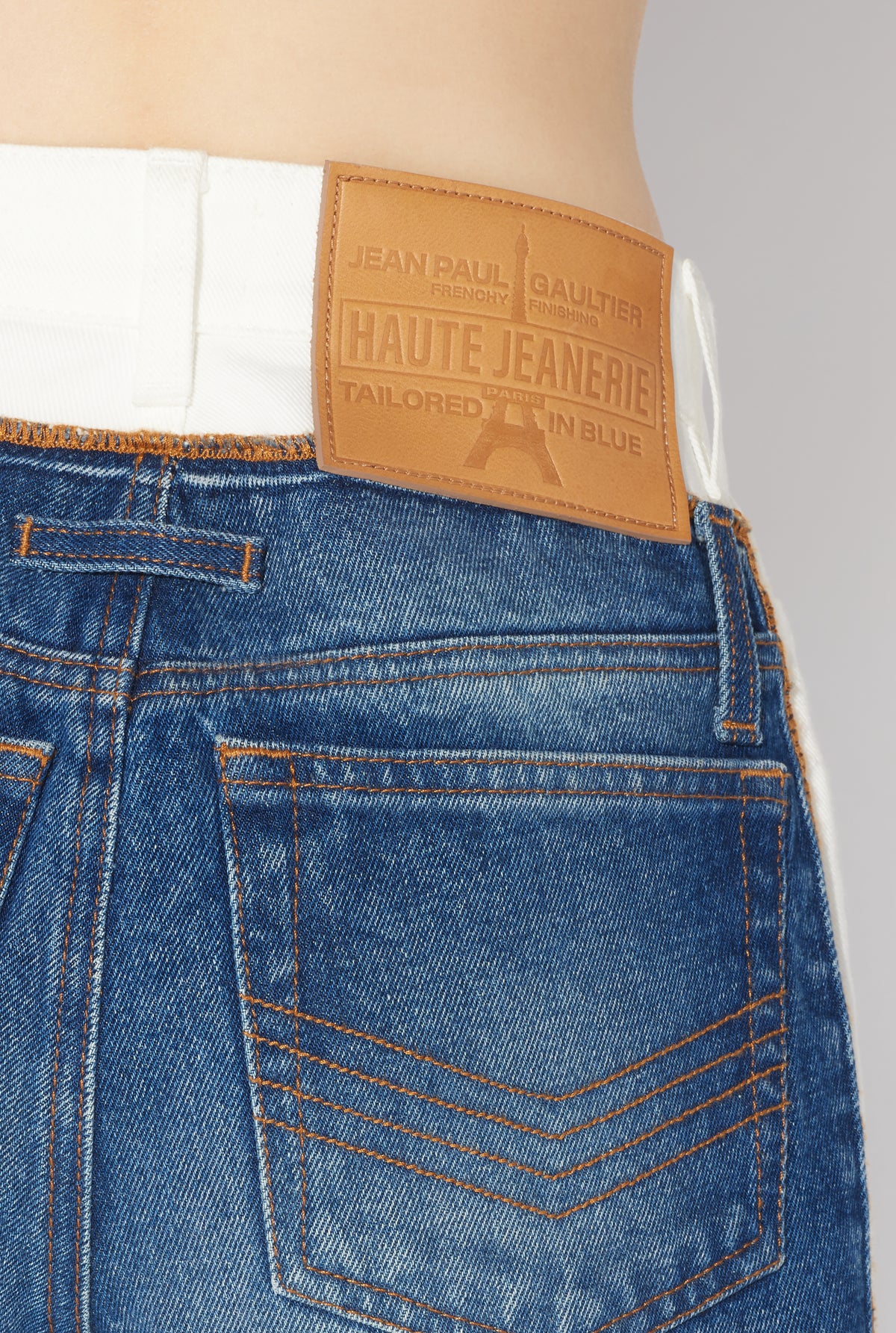 Jean With Trompe L'Oeil "Petit Grand" - Ecru & Vintageblue