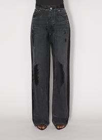 Pantalon à détails en denim - Vintage Black