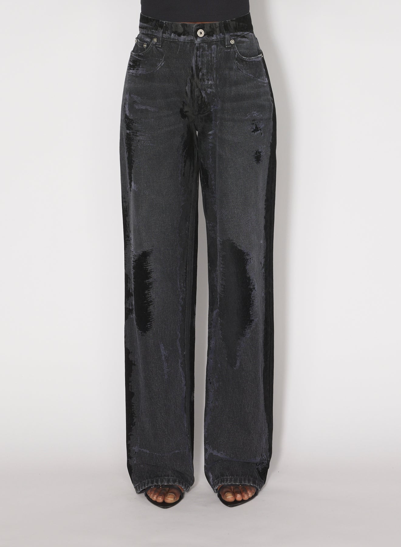 Pantalon à détails en denim - Vintage Black