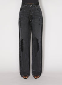 Pantalon à détails en denim - Vintage Black