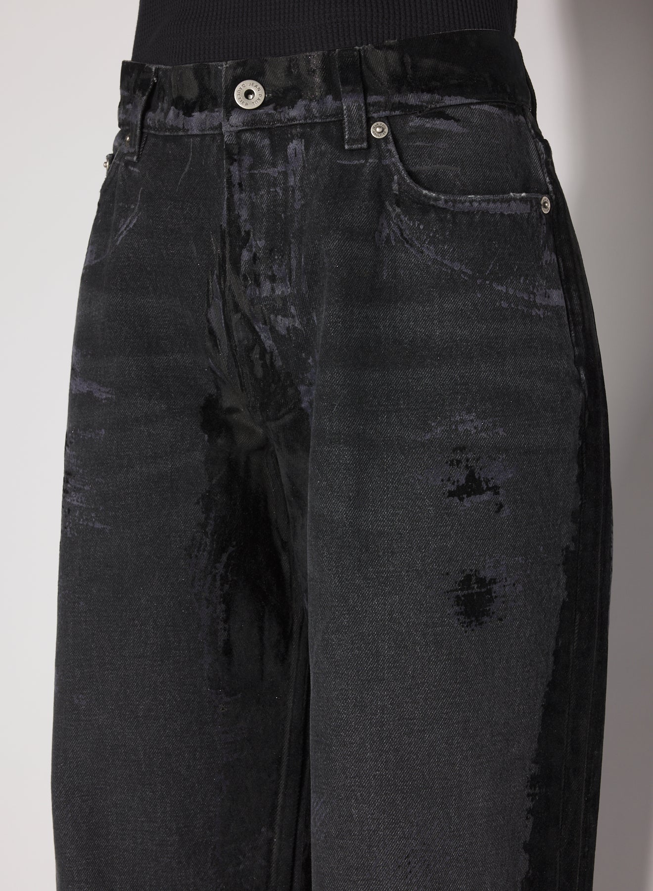 Pantalon à détails en denim - Vintage Black