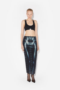 Mesh Long Skirt Printed "Squeletor" - Black & Navy & Lightblue