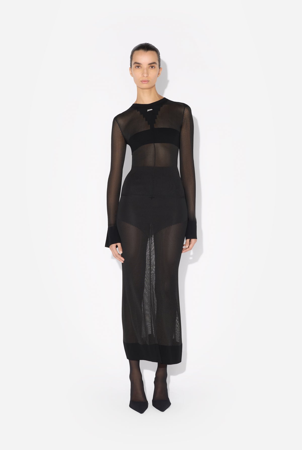 Viscose Knitted Long Skirt - Black