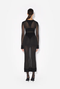 Viscose Knitted Long Skirt - Black
