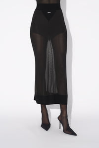Viscose Knitted Long Skirt - Black